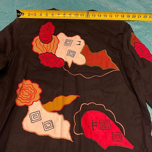 Allure Shacket Embroidered with artsy Buttons Jacket women’s Sz L Black‎ multi - Picture 11 of 16